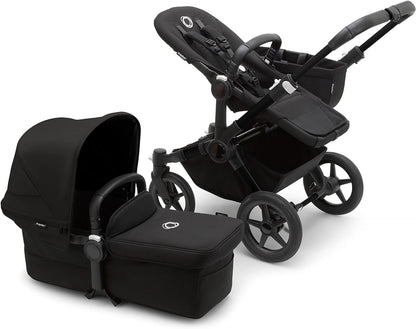 Bugaboo Donkey 5 Mono, Convertible en Cochecito Doble Side-by-Side, Diseño Mejorado, Asiento Reversible, Dirección con Una Mano y Cesta Lateral, Negro Medianoche