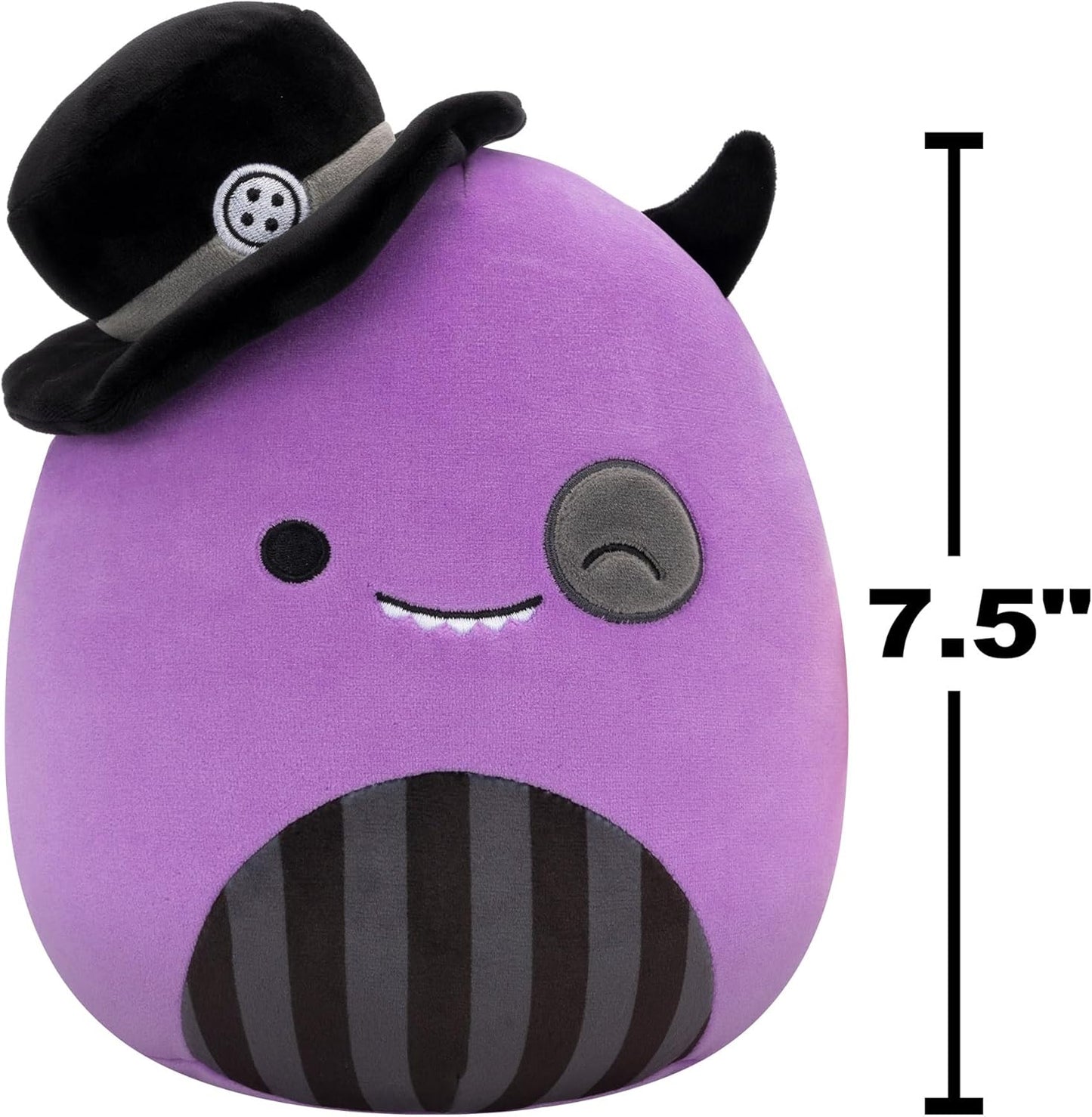 Squishmallows Original 7,5 polegadas Halloween Earworm o monstro roxo piscante