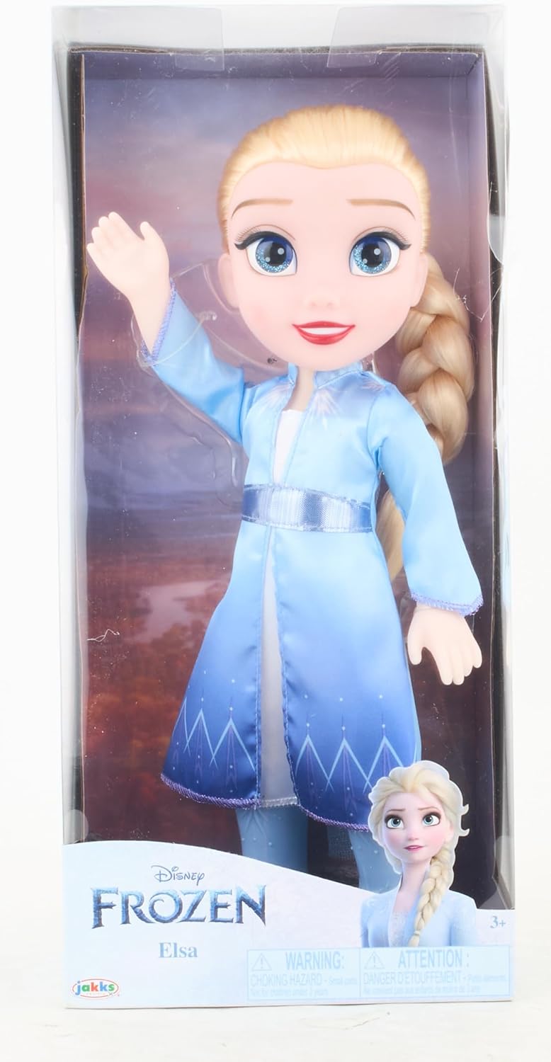 Frozen  Boneca de viagem Disney 2 Elsa, boneca de 14 ”/ 35 cm de altura, inclui vestido de moda icônico inspirado em filmes, botas e cabelo longo trançado para brincadeiras adicionais, para meninas a partir de 3 anos