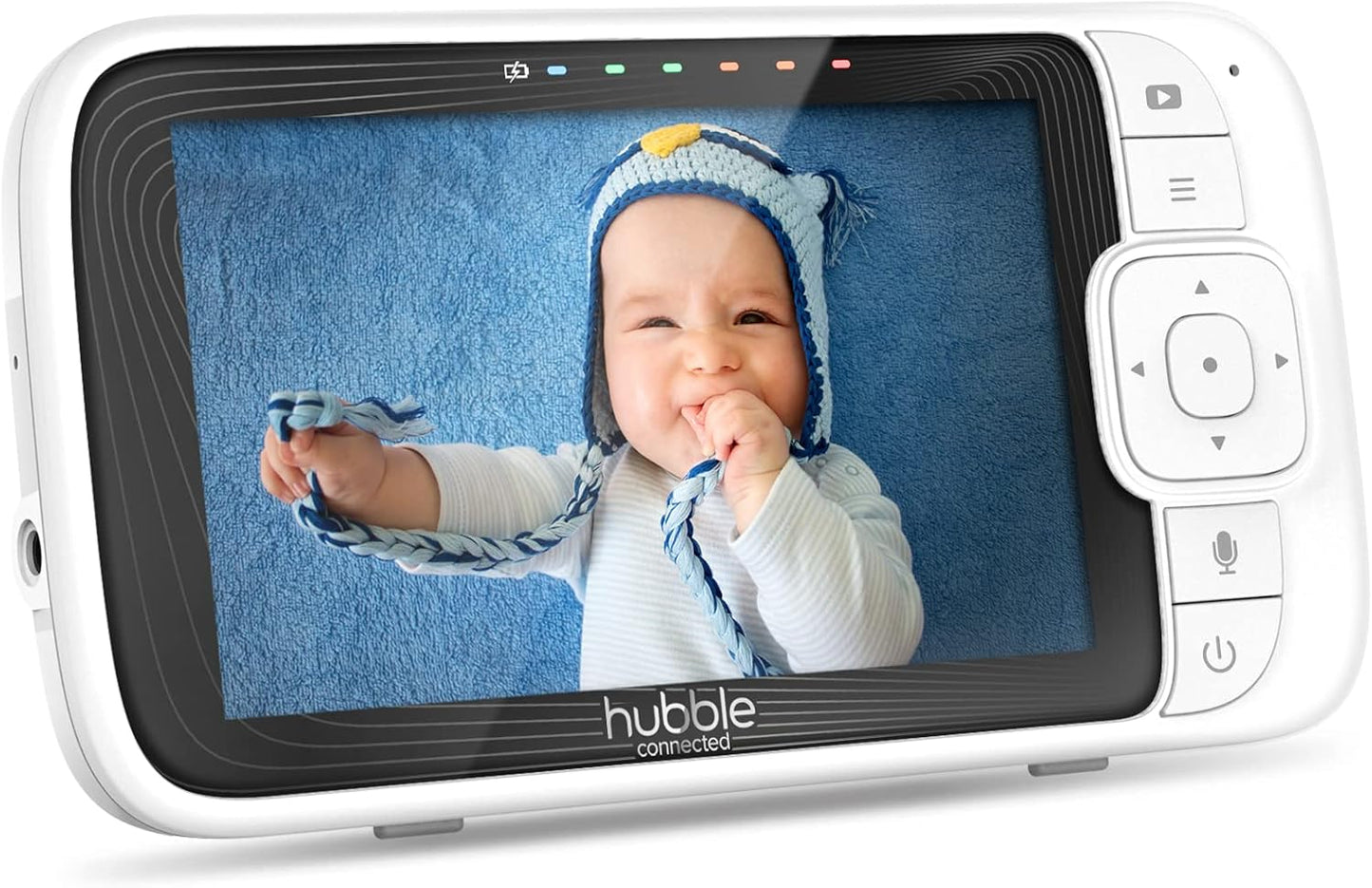 Hubble Monitor de bebê premium Pal Link de 5 polegadas, aplicativo HubbleClub conectado, com sensor de temperatura ambiente, visão noturna infravermelha, sons da natureza, conexão Wi-Fi segura privada - branco