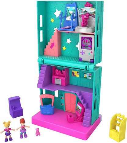 Polly Pocket Pollyville Arcade com 4 andares, 2 bonecas e 5 acessórios