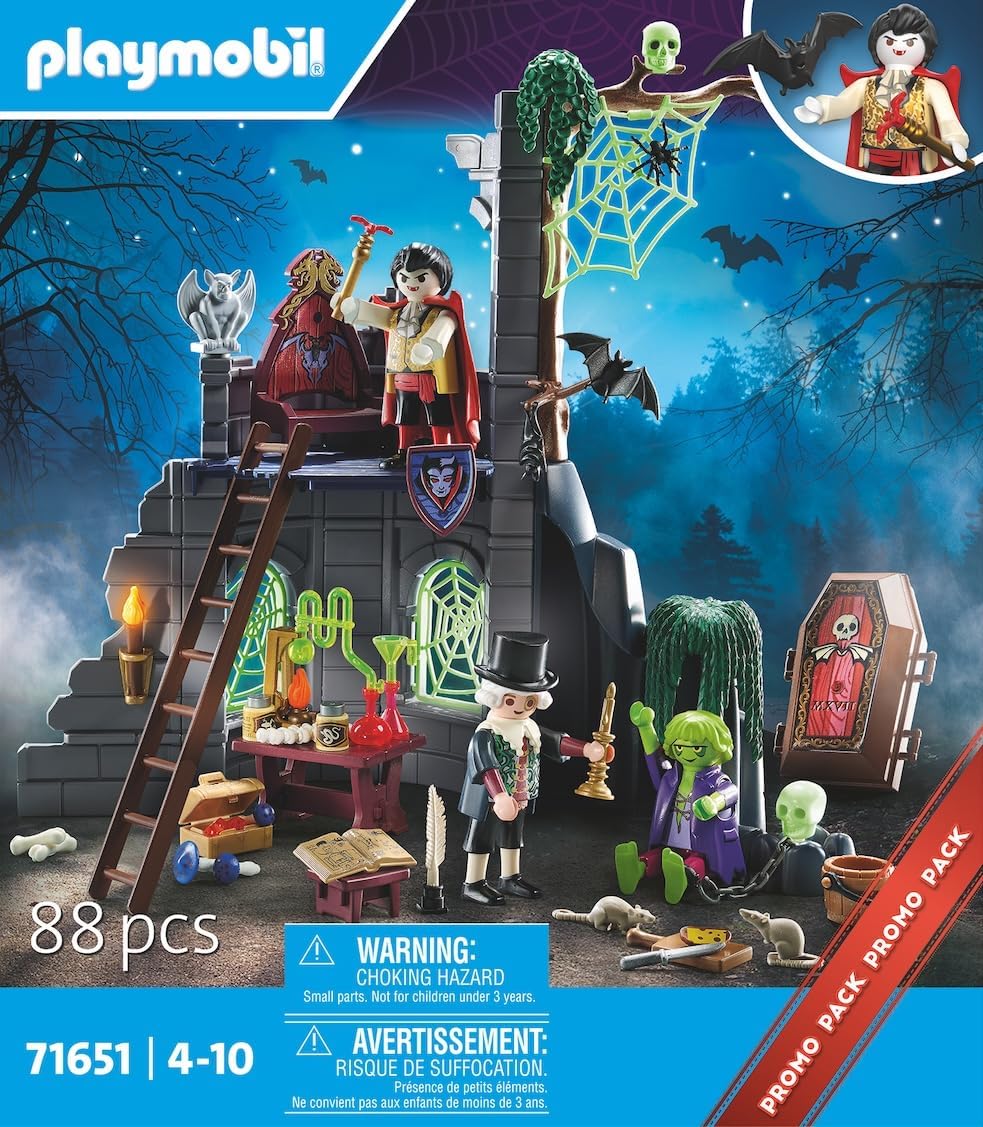 Playmobil 71651 Pirates: Haunted Ruins Promo Pack, incluindo uma ruína de castelo, três figuras e muitos extras misteriosos, conjuntos de jogos misteriosos adequados para crianças de 4 anos ou mais