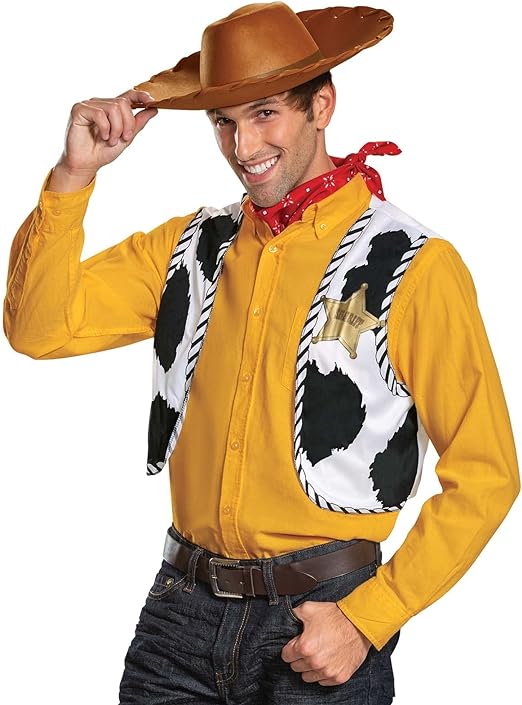 DISGUISE Disney oficial woody traje adulto kit, traje de história de brinquedo para adultos halloween fantasia vestir-se um tamanho