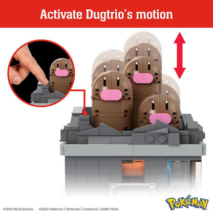 MEGA Conjunto de brinquedos de construção Pokémon Mini Motion Dugtrio com 350 peças, Pop Up Motion, 5 polegadas de altura, para colecionadores adultos, HTH73