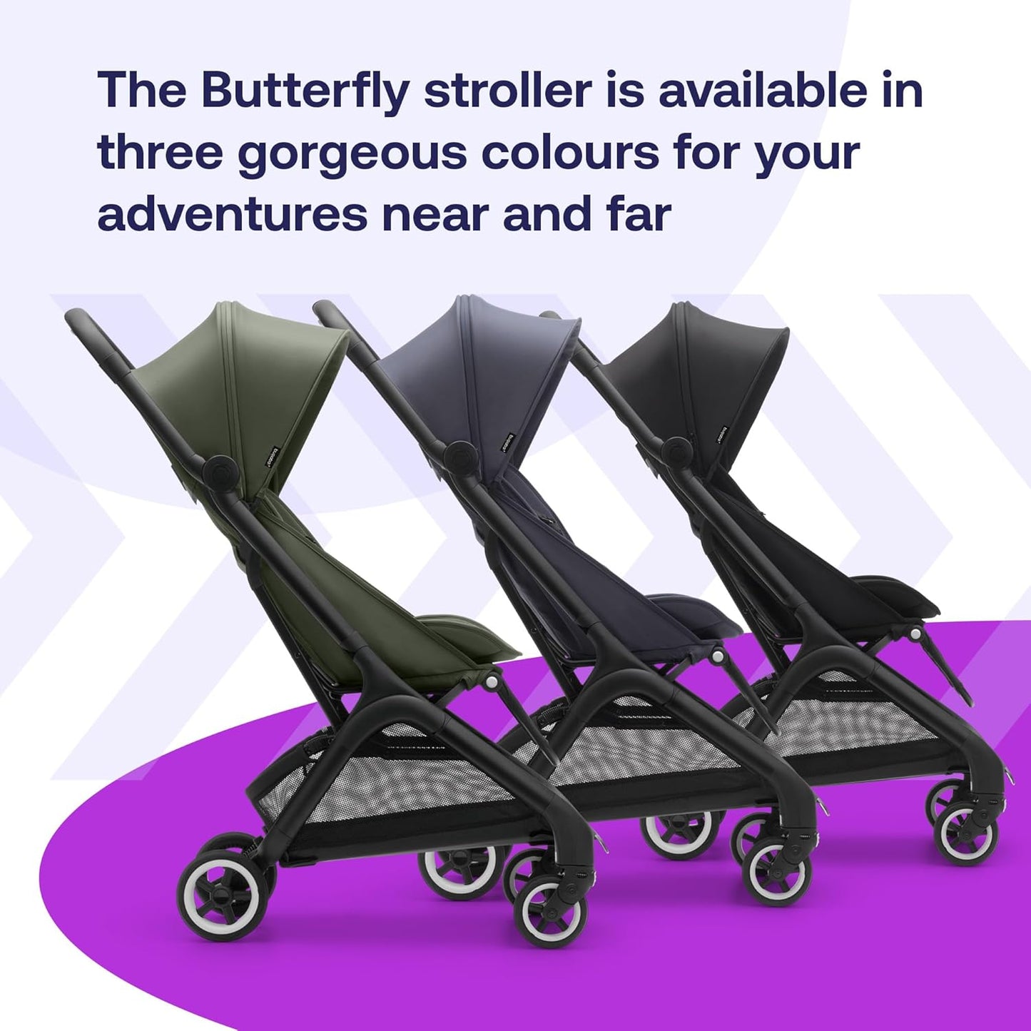 Bugaboo Butterfly, pequeno e leve, fácil de dobrar em 1 segundo, carrinho urbano ergonômico e extra espaçoso de bebê a criança, direção confortável, preto/preto meia-noite