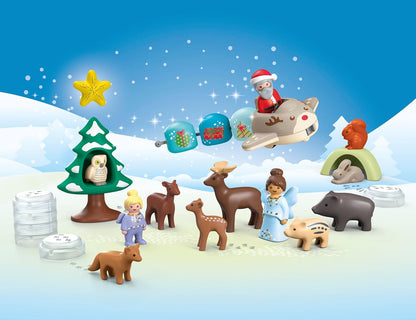 Playmobil Calendário do Advento 70297: 1.2.3 Natal com neve, contagem regressiva para o Natal, inclui 24 portas para abrir todos os dias em dezembro, brinquedo de Natal para crianças a partir de 4 anos