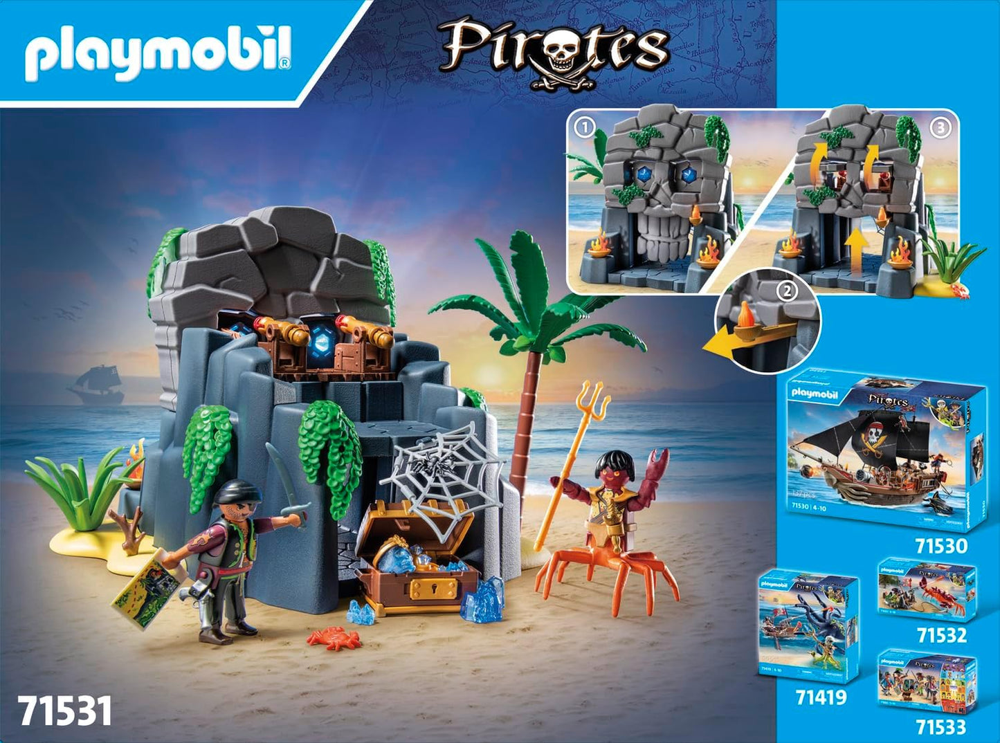 Playmobil 71531 Piratas: Ilha da Caveira, mundo de fantasia pirata, dramatização divertida e imaginativa, conjuntos de jogos adequados para crianças a partir de 4 anos