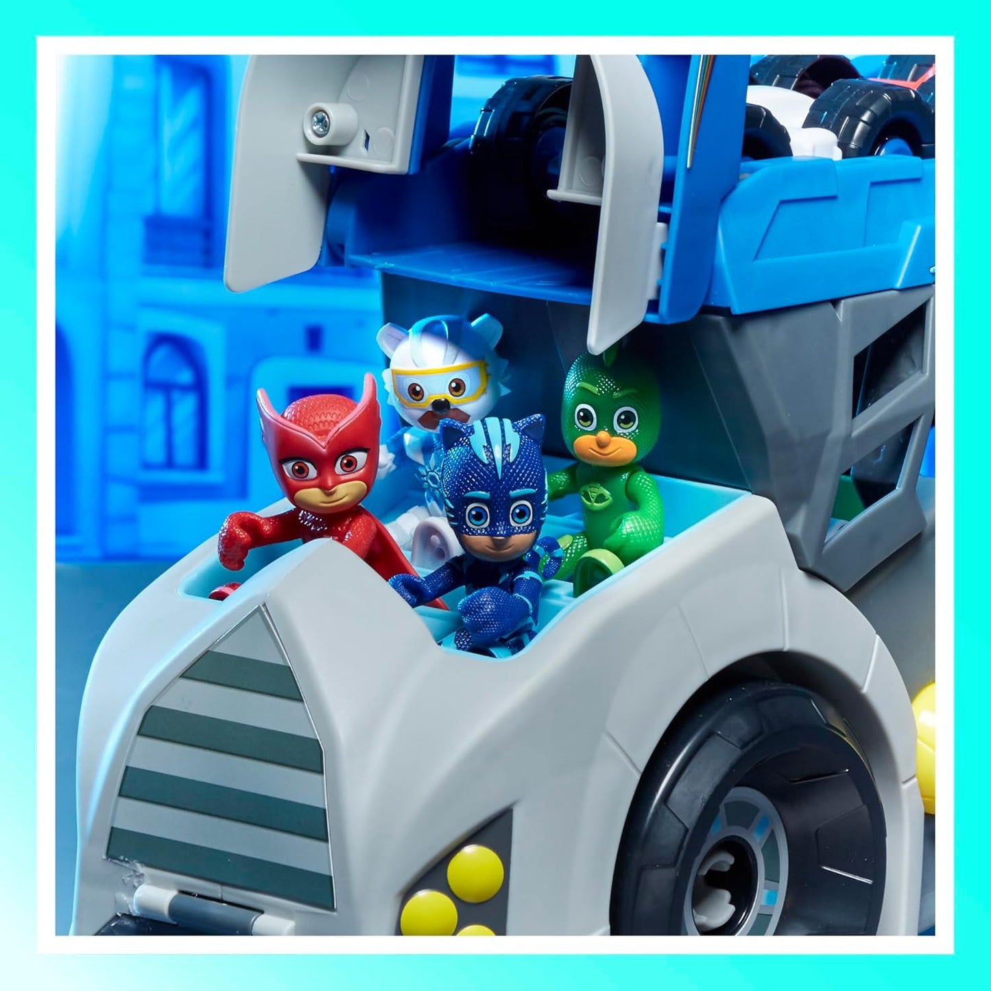 PJ Masks Power Heroes Hero Hauler Truck Playset com 2 carros de brinquedo de super-heróis Duo Racer, brinquedos pré-escolares para meninos e meninas