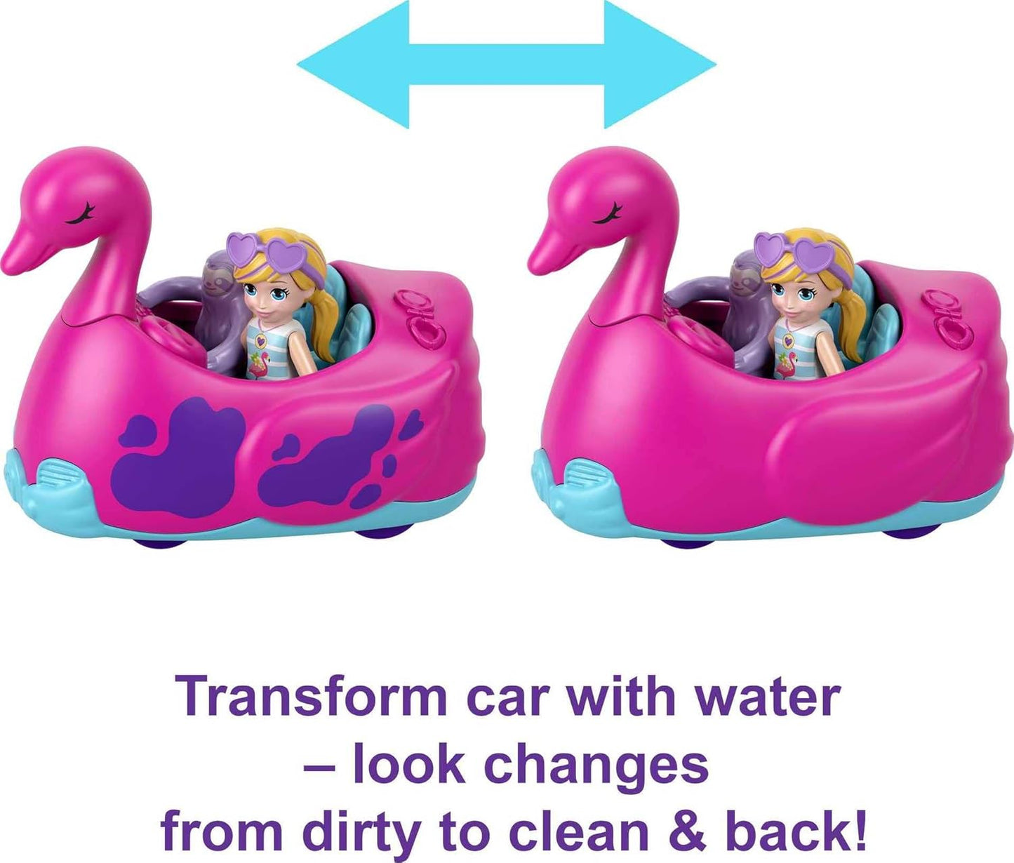 Polly Pocket Conjunto divertido para lavagem de carros Pollyville Flamingo