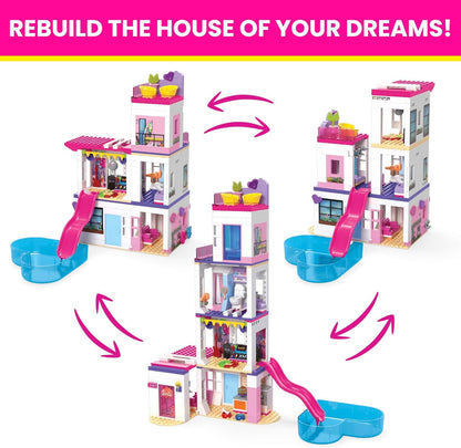 MEGA Conjunto de construção Barbie Color Reveal DreamHouse com mais de 25 surpresas, 5 microbonecas e 6 animais, conjunto de brinquedos para presente para maiores de 5 anos, HHM01