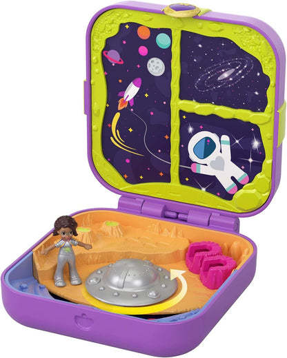 Polly Pocket Hidden Hideouts Moon Rockin’ Adventure compacto, boneca e acessórios