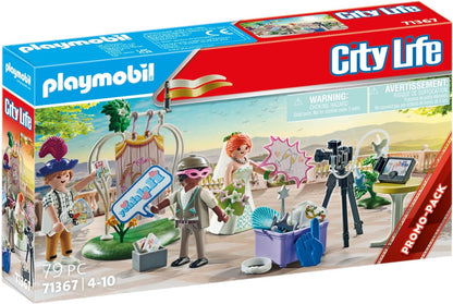 Playmobil 71367 Pacote promocional de cabine de fotos de casamento, conjunto de presente de cerimônia, dramatização divertida e imaginativa, conjuntos adequados para crianças de 4 anos ou mais