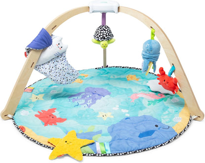 Melissa & Doug Ocean Easy-Fold Play Gym Brinquedo de desenvolvimento para bebês, tapete reversível, 5 peluches, nascimento até 9 meses