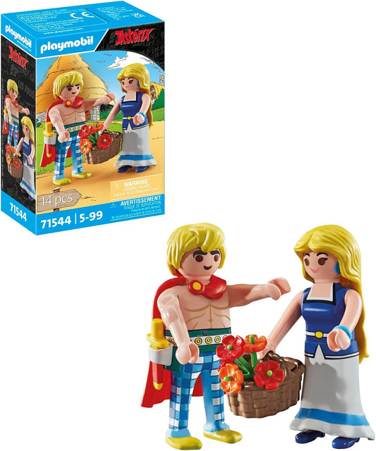 Playmobil 71544 Asterix: Tragicomix e Panacea, casal querido do universo Asterix, incluindo buquê de flores, espada e muito mais, conjuntos de jogos imaginativos adequados para crianças a partir de 5 anos