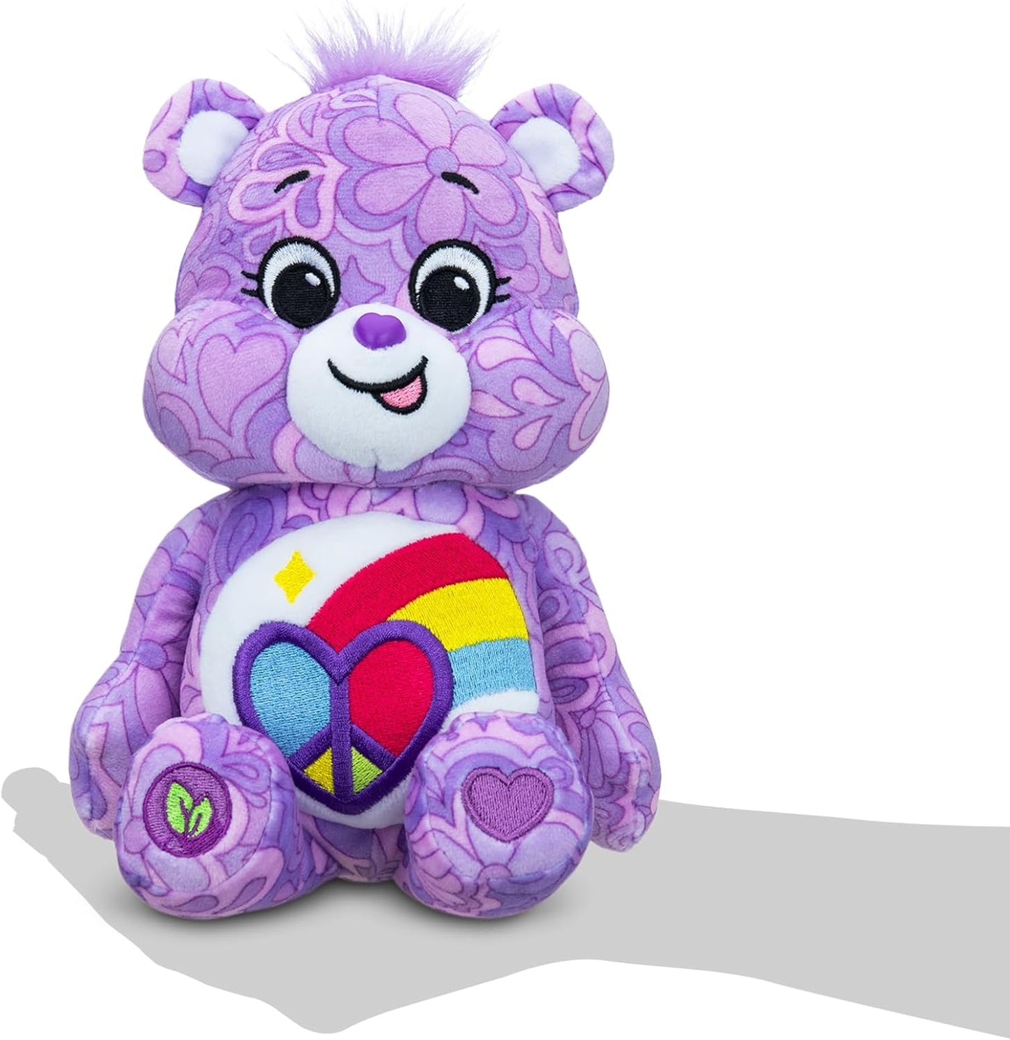 Basic Fun Care Bears, Peaceful Heart Bear Peluche de frijol de 22 cm, lindo juguete de peluche coleccionable, juguetes de peluche para niños, juguetes blandos para niñas y niños, lindos osos de peluche adecuados para niñas y niños