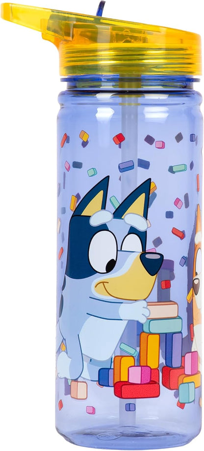 Bluey Garrafa de plástico com canudo sem BPA - Garrafa de água escolar de 580 ml para meninos Garrafa de bebida durável 100% à prova de vazamento para meninos