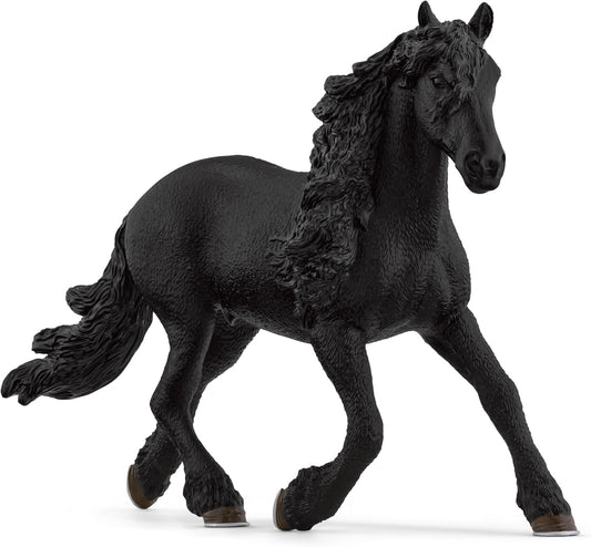 Schleich 13975 HORSE CLUB Estatueta de garanhão frísio para maiores de 5 anos, preta