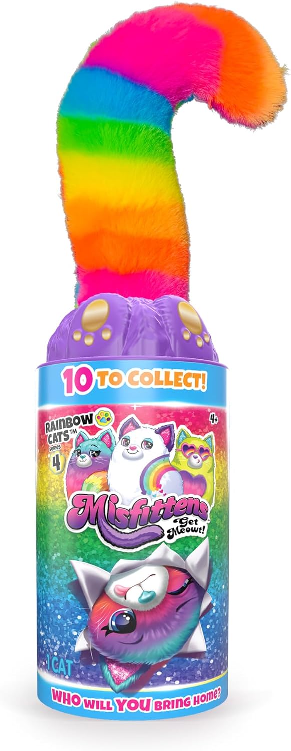 Basic Fun Misfittens, Peluche Gato Sorpresa Wave 4, Juguete Suave y Acogedor para Niñas y Niños, Juguetes para Niños Pequeños, Regalo de Peluche para Niños, Apto para Niños a Partir de 4 Años, Basic Fun, 03939