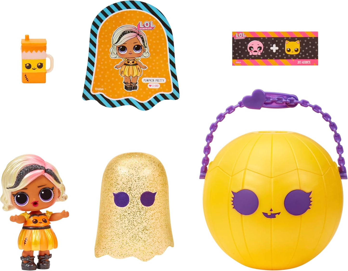 LOL. Surpresa! Spooky Party - Pumpkin Pretty - Boneca de edição limitada com 7 surpresas - Embalagem de bola de abóbora para doces ou travessuras - Adequado para colecionadores e crianças com mais de 4 anos