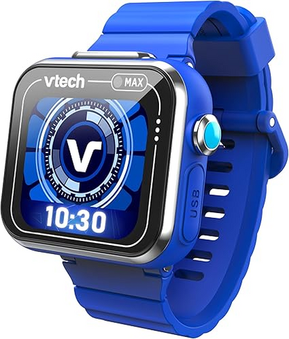 VTech KidiZoom Smart Watch Max, relógio para crianças com jogos, câmera dupla para fotos e selfies, 8 jogos, pedômetro, tela colorida, efeitos engraçados e muito mais, para bebês de 4, 5, 6, 7 anos ou mais, azul