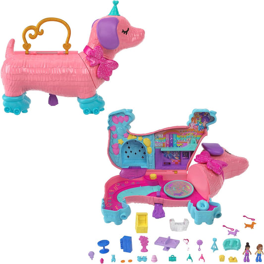 Polly Pocket Dolls e Playset, Animal Toys Puppy Party com 2 bonecas e mais de 25 acessórios, HKV54