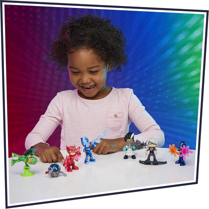 PJ Masks, Conjunto de bonecos de heróis e vilões brinquedo pré-escolar, 7 bonecos de ação com 10 acessórios, a partir de 3 anos, multicolorido