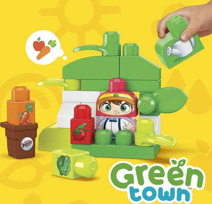 MEGA Blocos de construção para crianças BLOKS Fisher-Price, Green Town Build & Learn Eco House com 88 peças, 4 figuras, crianças de 1 ano ou mais, HCG36