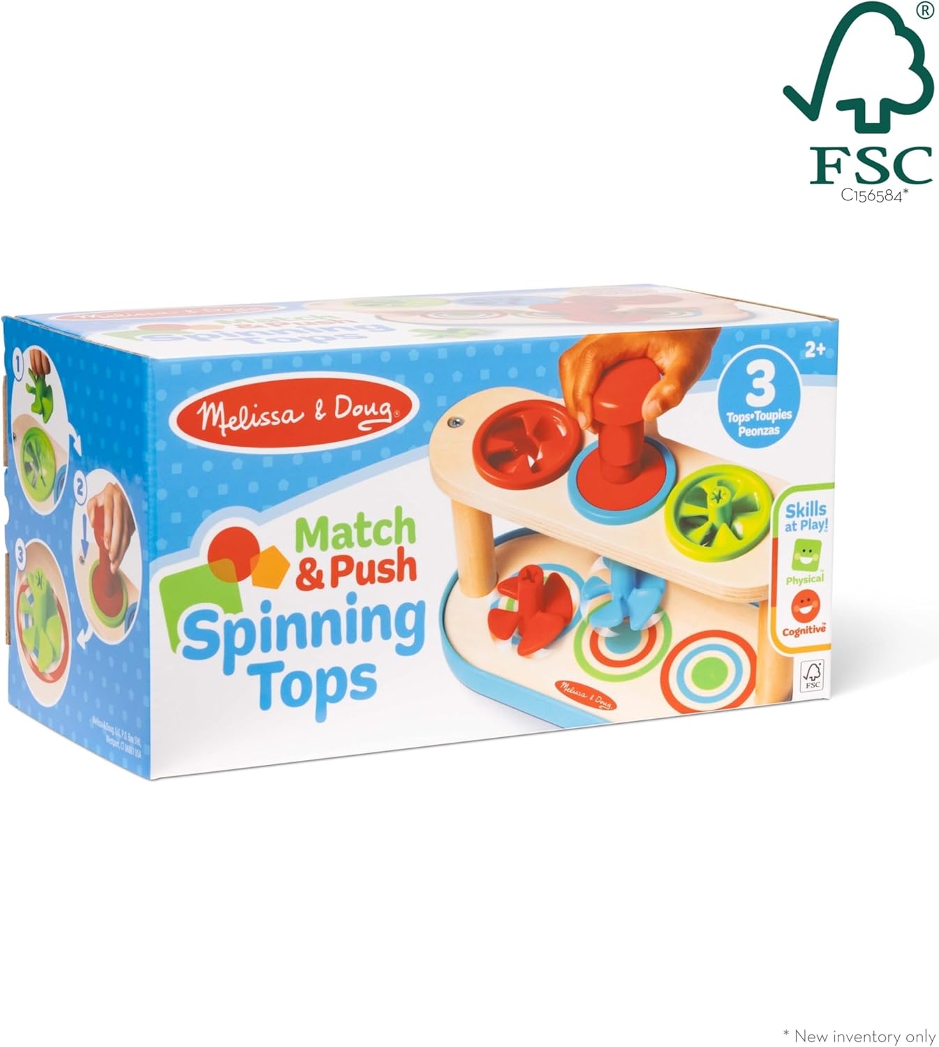 Melissa & Doug Match & Push Spinning Tops Brinquedo de habilidades de desenvolvimento para meninas e meninos 2+ - Certificado FSC