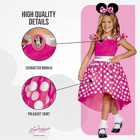 DISGUISE Disney oficial clássico rosa minnie mouse traje crianças, minnie mouse vestir-se roupa saia meninas vestido extravagante, trajes para meninas s