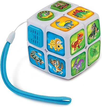 VTech Cube Adventures Dino Discoveries, cubo torcido interativo com fatos e frases sobre dinossauros, atividades e questionário, brinquedo interativo para crianças de 4, 5, 6 anos ou mais, versão em inglês