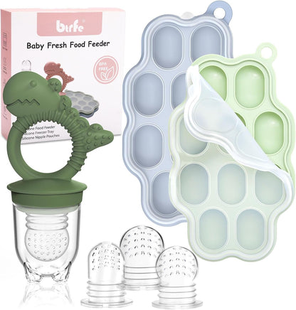 btrfe Molde de picolé de leite materno para bebê com chupeta alimentadora de frutas para bebês - btrfs Bandeja de silicone para congelar mordidinhas para bebês, recipientes de armazenamento de alimentos para dentição de crianças pequenas e alimentação