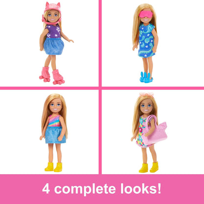 Barbie Chelsea Doll & Closet Toy Playset com 15 peças de roupas e acessórios incluídos, conjunto dobrável para brincar e armazenar em qualquer lugar, HXN03