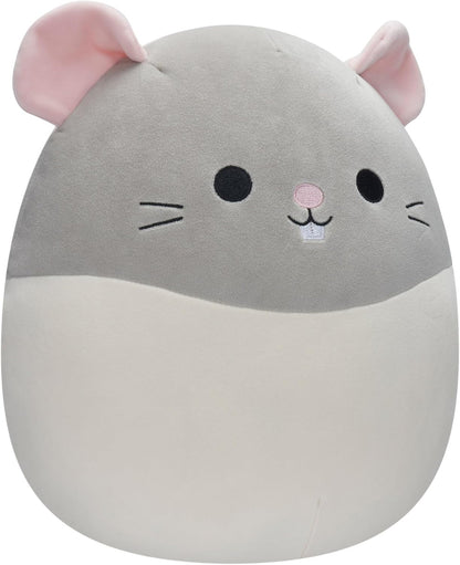 Squishmallows SQCR02403 Brinquedos de pelúcia jazwares 12 polegadas cinza e branco, Rusty The Rat, Pequeno