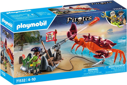 Playmobil 71532 Piratas: Lute com o Caranguejo Gigante, mundo pirata de fantasia, encenação divertida e imaginativa, conjuntos de jogos adequados para crianças a partir de 4 anos