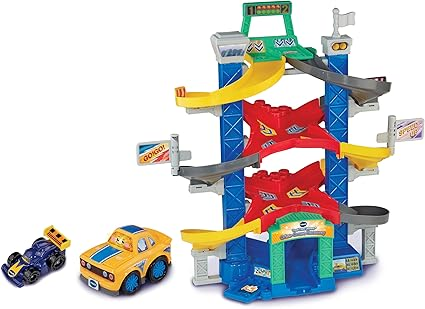 VTech Toot-Toot Drivers Criss-Cross Raceway, juego de coches de juguete con 2 vehículos incluidos, 3 zonas de choque emocionantes, canciones y frases divertidas, juguete interactivo para niños pequeños de 12 meses, 2, 3, 4+, versión en inglés