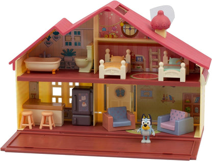 Giochi Preziosi  Bluey - Conjunto de Personagens Casa de Dois Andares com Cozinha Sala Quarto e Banheiro Totalmente Mobiliado; para crianças a partir dos 3 anos, BLY04010