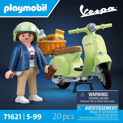 Playmobil Carros 71621: Vespa 150 Sprint Veloce 1969, verde claro, modelo fiel para colecionadores e fãs, inclui acessórios versáteis e diversas opções de selim