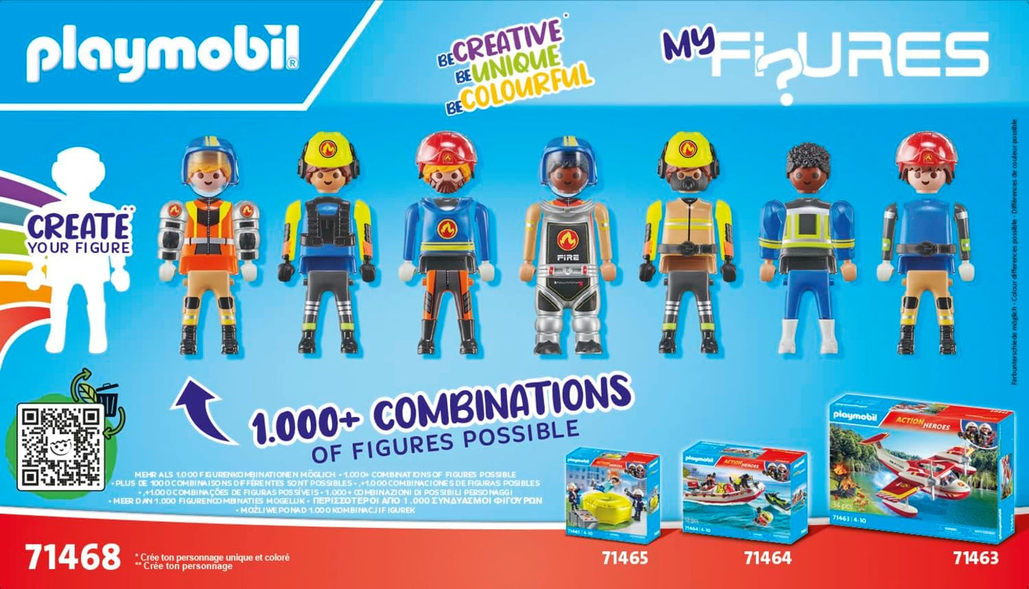 Playmobil 71468 Minhas Figuras: Resgate de Incêndio, com figuras personalizadas e acessórios removíveis, dramatização divertida e imaginativa, conjuntos de jogos variados adequados para crianças a partir de 5 anos