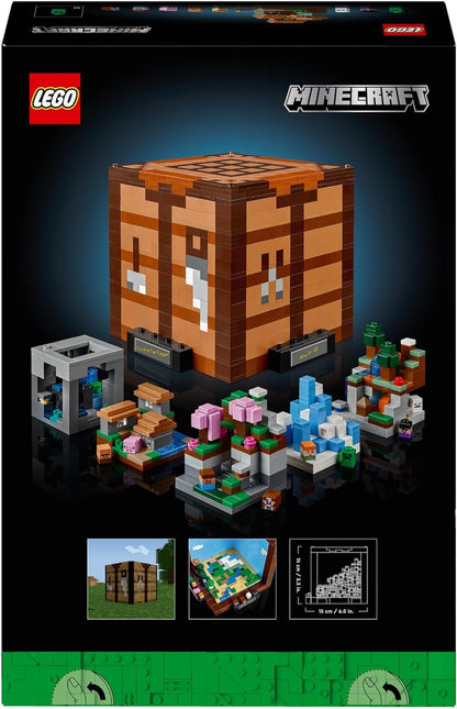 LEGO Minecraft The Crafting Table Model Kit para adultos construirem, conjunto de bioma com 8 personagens, incluindo Steve, Alex e Mobs, presente de jogador de aniversário de 15 anos para homens, mulheres,