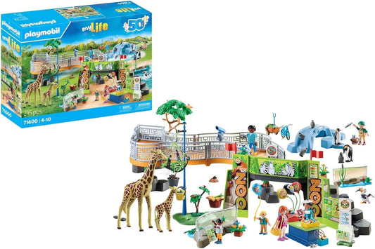 Playmobil 71600 MyLife: Large City Zoo, extenso zoológico com 16 animais exóticos, bem como acessórios variados, conjuntos de jogos detalhados adequados para crianças a partir de 4 anos