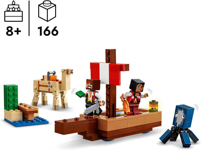 LEGO Minecraft The Pirate Ship Voyage Boat Toy Playset para crianças, conjunto de construção com figuras de lula, camelo e pirata, presente de jogador para meninos e meninas de 8 anos ou mais 21259