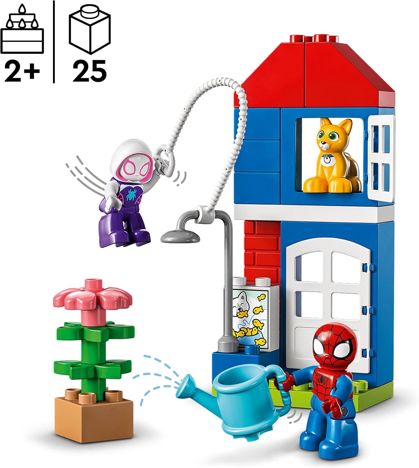 LEGO DUPLO Marvel Spider-Man's House, Spidey e seus incríveis amigos brinquedo montável para crianças, meninos e meninas com mais de 2 anos de idade, conjunto de super-heróis