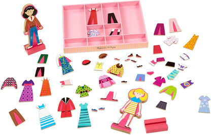 Melissa & Doug Bonecas magnéticas para brinquedos de meninas de 3 anos | Conjuntos de artesanato para meninas e meninos | Kits de artesanato de bonecas de madeira da moda para crianças de 3 anos ou mais