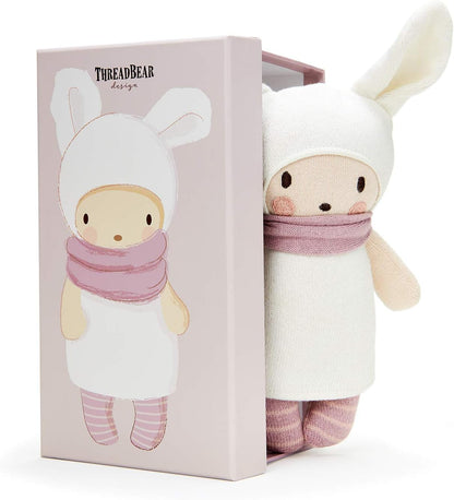 ThreadBear Design Boneca bebê baba com orelhas de coelho brinquedo macio de ursinho de pelúcia com caixa de presente