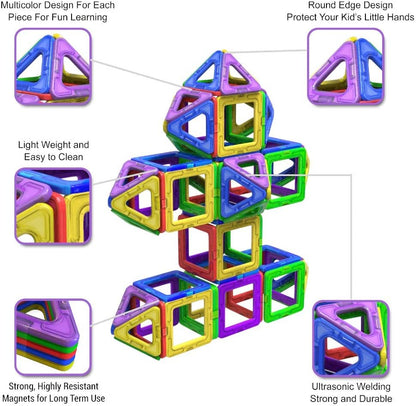 Blocos de construção magnéticos Desire Deluxe 40 peças Conjunto de brinquedos de construção para crianças Jogo | STEM Criatividade Educacional Blocos de brinquedo magnéticos para meninos e meninas de 3, 4, 5, 6 e 7 anos de idade
