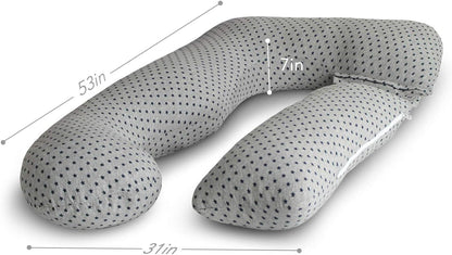PharMeDoc Travesseiros para gravidez, travesseiro de corpo inteiro em formato de U – capa dupla face com veludo e algodão – travesseiros de gravidez para dormir – travesseiros de corpo para adultos