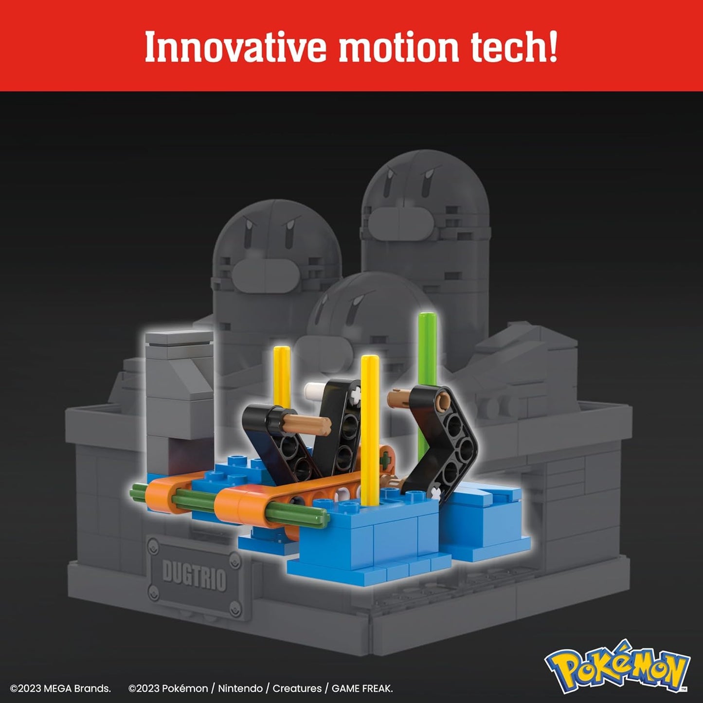 MEGA Conjunto de brinquedos de construção Pokémon Mini Motion Dugtrio com 350 peças, Pop Up Motion, 5 polegadas de altura, para colecionadores adultos, HTH73