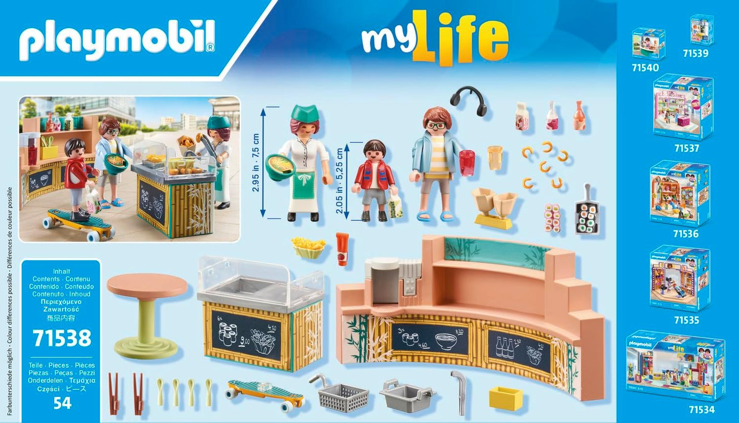 Playmobil 71538 myLife: Food Lounge, deliciosas refeições e lanches no restaurante, incluindo batatas fritas, sushi e muito mais, conjuntos de jogos detalhados adequados para crianças a partir de 5 anos