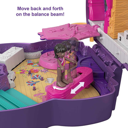 Polly Pocket Boneca e acessórios, compacto com bonecas Micro Polly e Friend, 5 revelações, arco de palco brilhante com tema de dança, HCG17