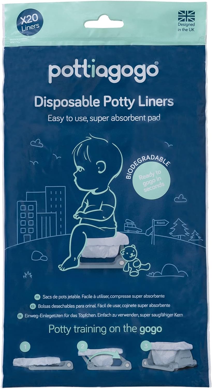 Pottiagogo | Potty de viagem premiado para crianças | Inclui 20 penicos descartáveis biodegradáveis | Fácil de usar | Mecanismo Único Perfeito para Treinamento Potty | Cinza seixo